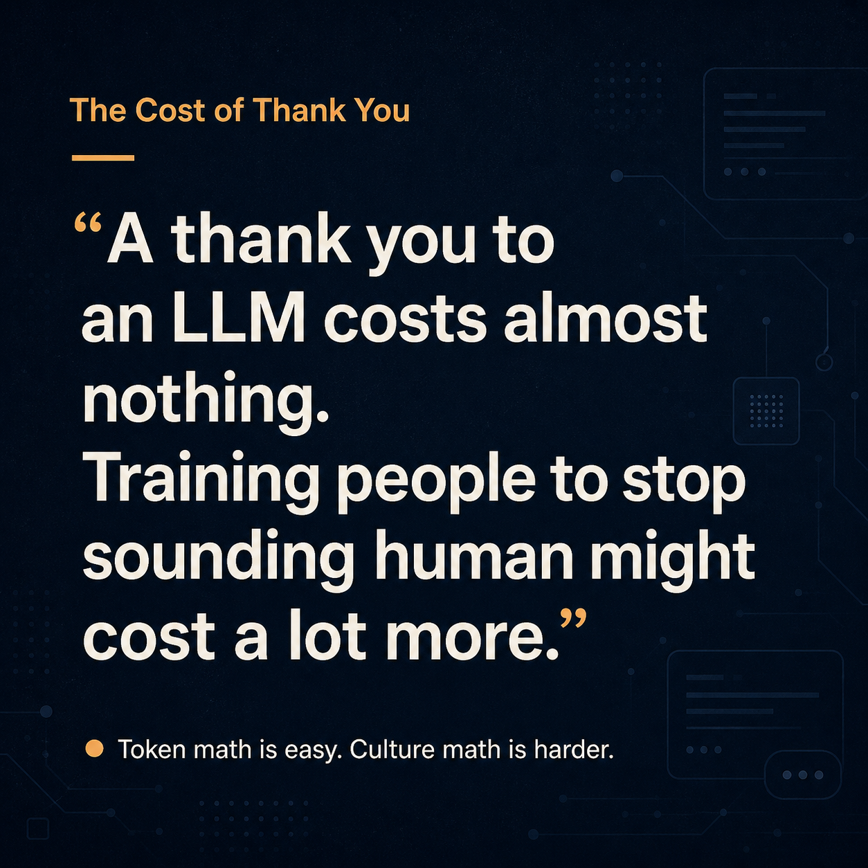 The Cost of Thank You